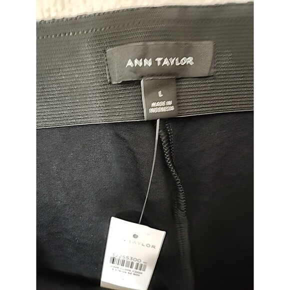 Ann Taylor Side Zip Ankle Pant Women L Black Velvet Leopard Print Bi-Stretch NEW - Picture 6 of 8